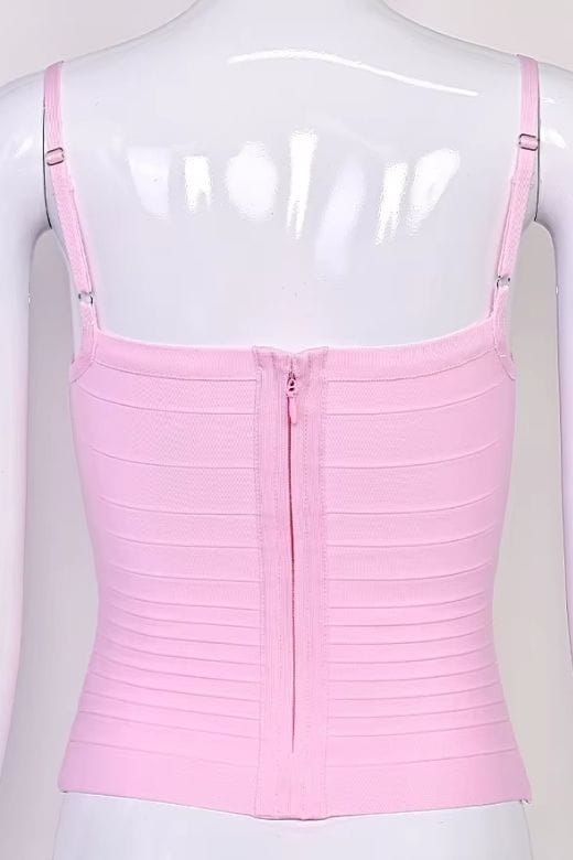 Woman wearing a figure flattering Scarlett Bandage Tank Top - Dusty Pink BODYCON COLLECTION Pty Ltd