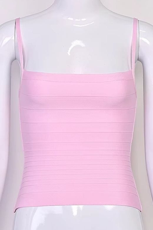 Woman wearing a figure flattering Scarlett Bandage Tank Top - Dusty Pink BODYCON COLLECTION Pty Ltd