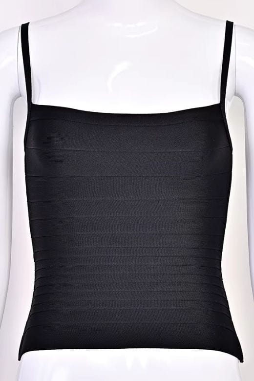Woman wearing a figure flattering Scarlett Bandage Tank Top - White Pearl BODYCON COLLECTION Pty Ltd