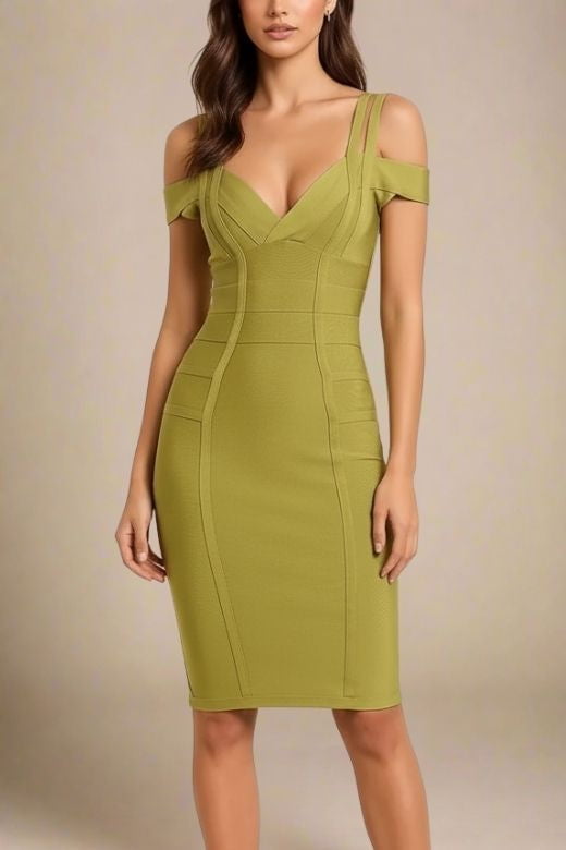 Sia Olive Green Off The Shoulder Dress