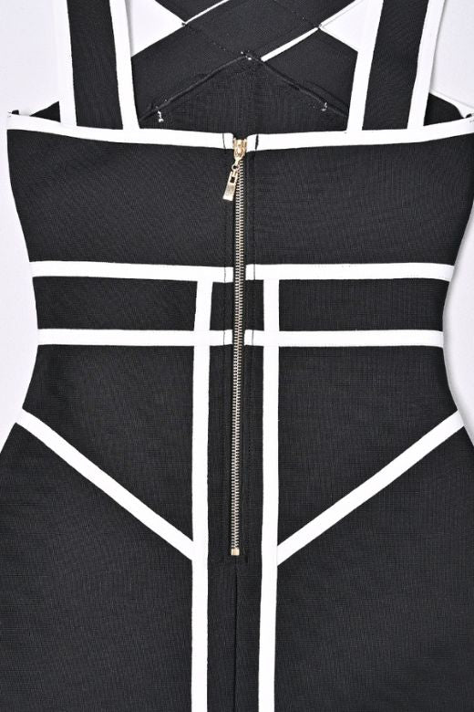 Woman wearing a figure flattering Suki Bandage Midi Dress - Classic Black BODYCON COLLECTION