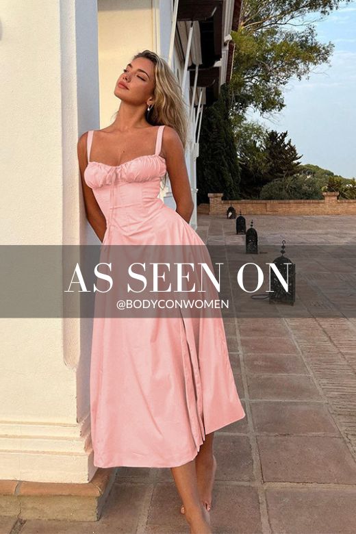 Woman wearing a figure flattering Taylor Bodycon Day Midi Dress - Baby Blue BODYCON COLLECTION
