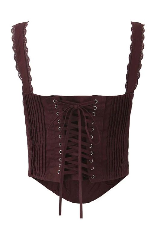 Woman wearing a figure flattering Valerie Corset Crop Top - Tan Brown BODYCON COLLECTION