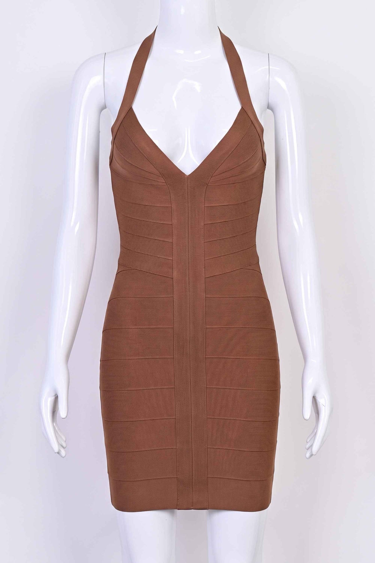 Jenna Bandage Mini Dress - Chocolate Brown