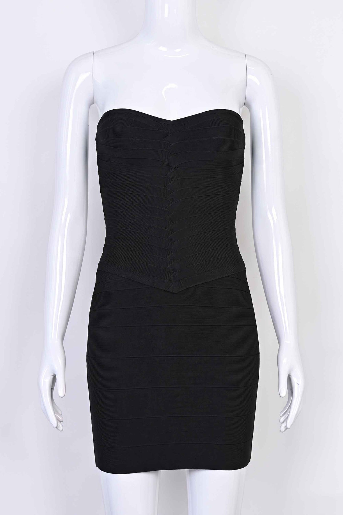 Woman wearing a figure flattering  Belle Bandage Mini Dress - Classic Black BODYCON COLLECTION Pty Ltd