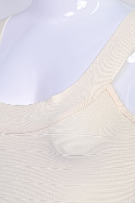 Woman wearing a figure flattering  Cindy Bandage Midi Dress - Cream BODYCON COLLECTION Pty Ltd