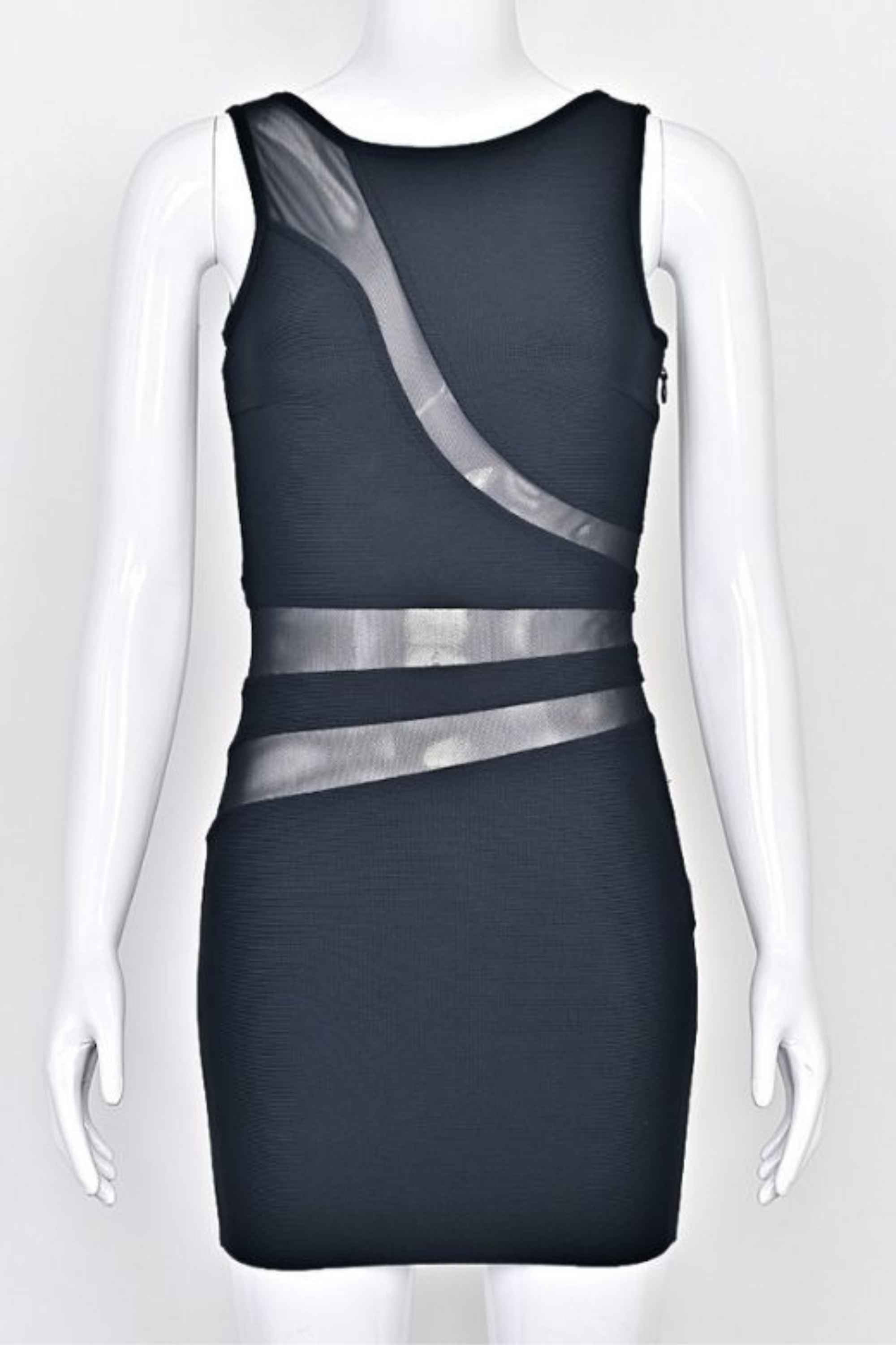 Woman wearing a figure flattering  Ellie Bodycon Mini Dress - Classic Black BODYCON COLLECTION Pty Ltd