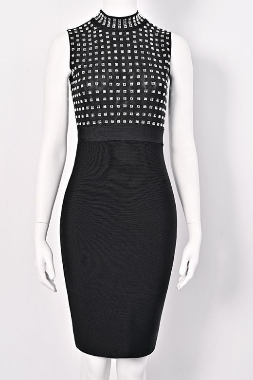 Woman wearing a figure flattering  Hazel Bodycon Dress - Classic Black BODYCON COLLECTION Pty Ltd