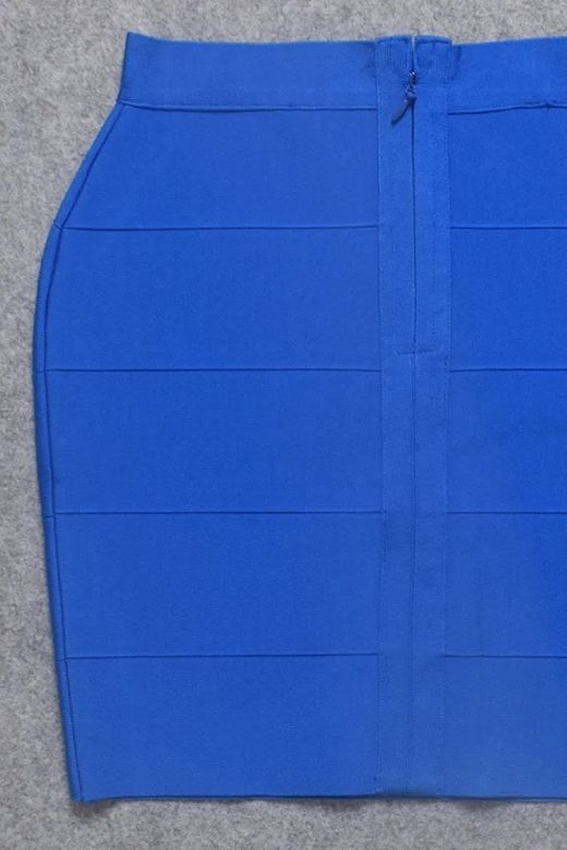 Woman wearing a figure flattering  High Waist Bandage Mini Skirt - Royal Blue BODYCON COLLECTION