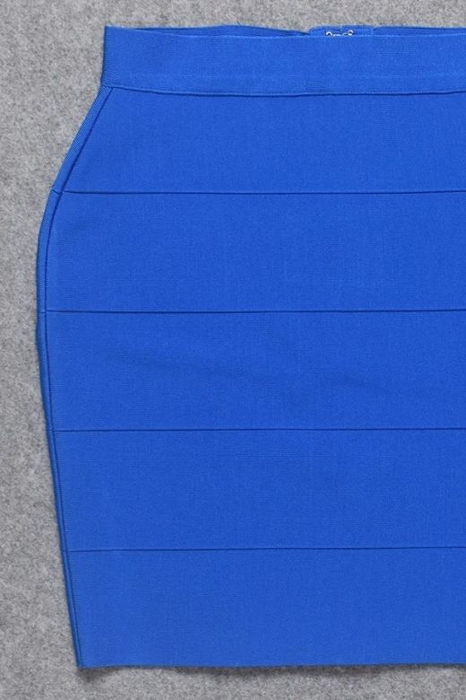 Woman wearing a figure flattering  High Waist Bandage Mini Skirt - Royal Blue BODYCON COLLECTION