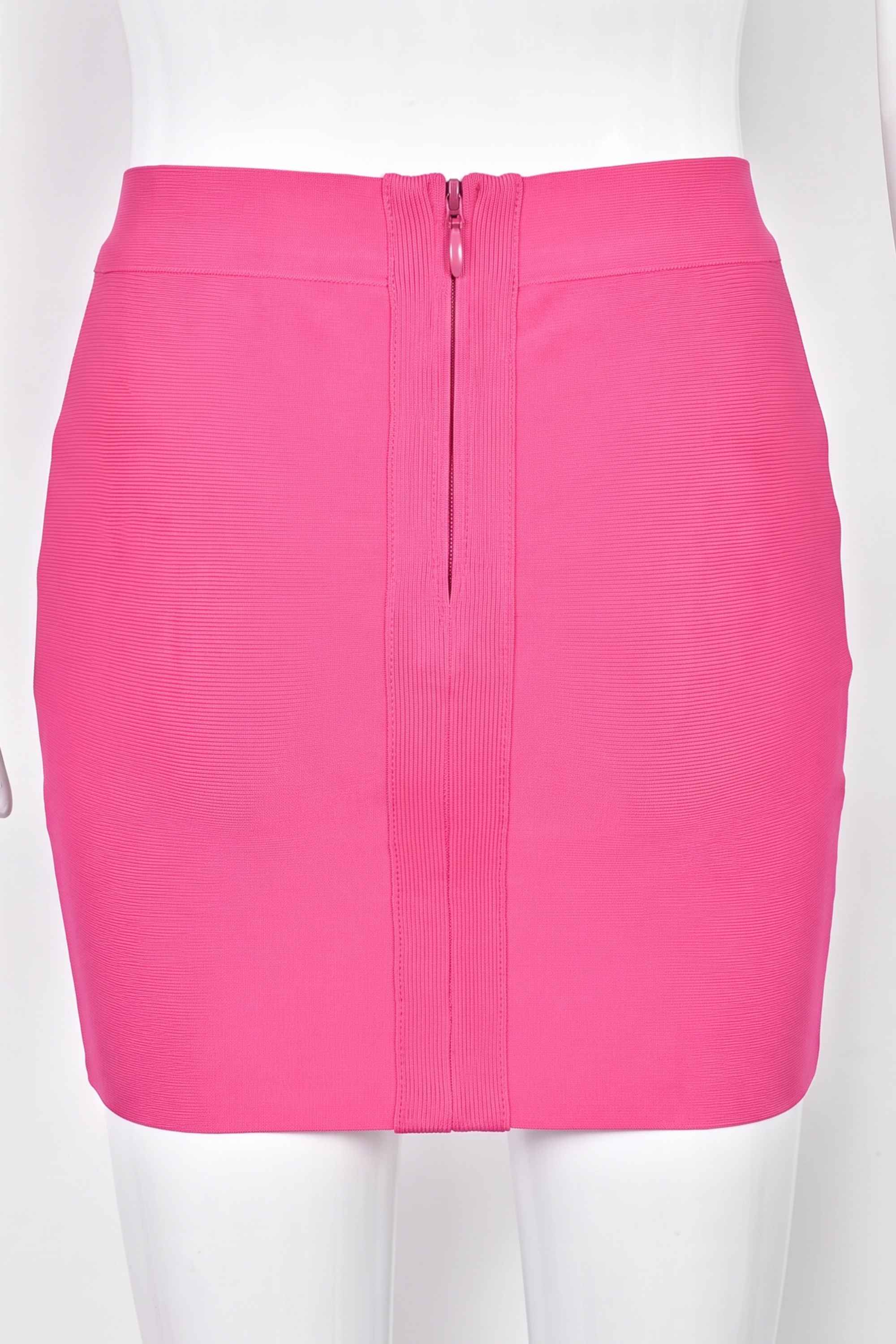 Woman wearing a figure flattering  Jay High Waist Bandage Mini Skirt - Hot Pink BODYCON COLLECTION