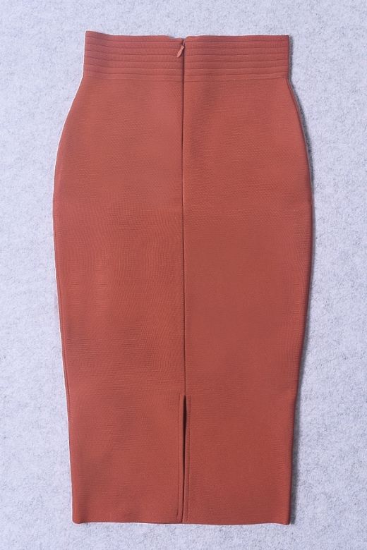 Woman wearing a figure flattering  Jessie Midi Pencil Skirt - Tan Brown BODYCON COLLECTION Pty Ltd