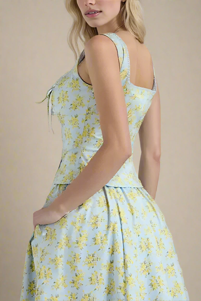 Woman wearing a figure flattering  Livia Top - Sky Blue BODYCON COLLECTION Pty Ltd