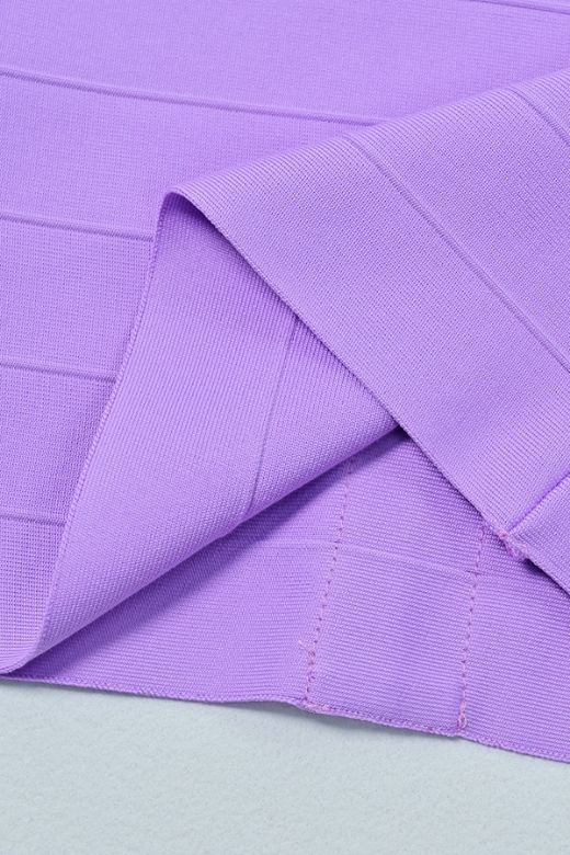 Woman wearing a figure flattering  Madison Bandage Mini Dress - Violet Purple BODYCON COLLECTION Pty Ltd