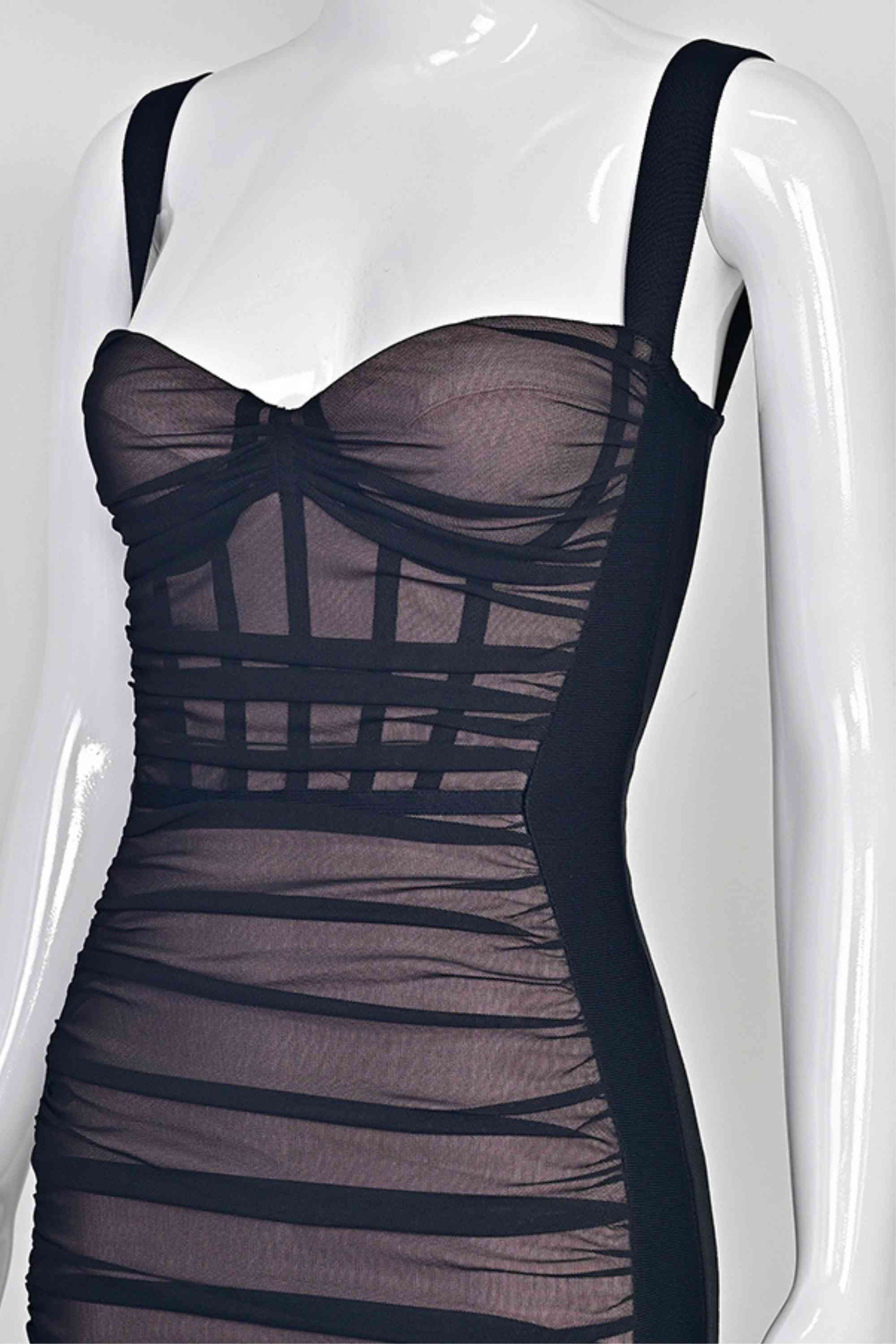 Woman wearing a figure flattering  Marilyn Bodycon Wrap Midi Dress - Classic Black BODYCON COLLECTION