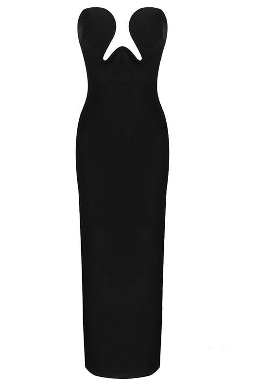 Woman wearing a figure flattering  Mika Bodycon Midi Dress - Classic Black BODYCON COLLECTION