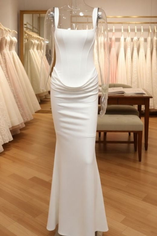 Woman wearing a figure flattering  Nova Bodycon Wrap Maxi Dress - White Pearl BODYCON COLLECTION Pty Ltd